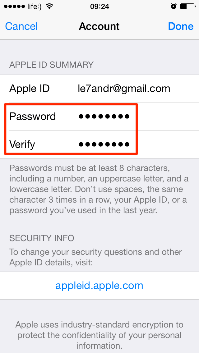 Как изменить пароль apple id