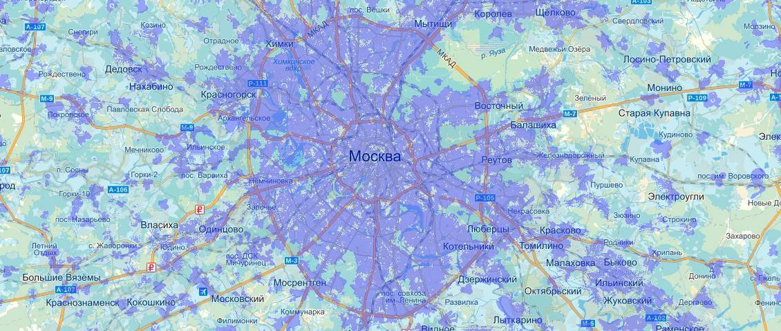 Зона покрытия интернета йота по всей россии на карте