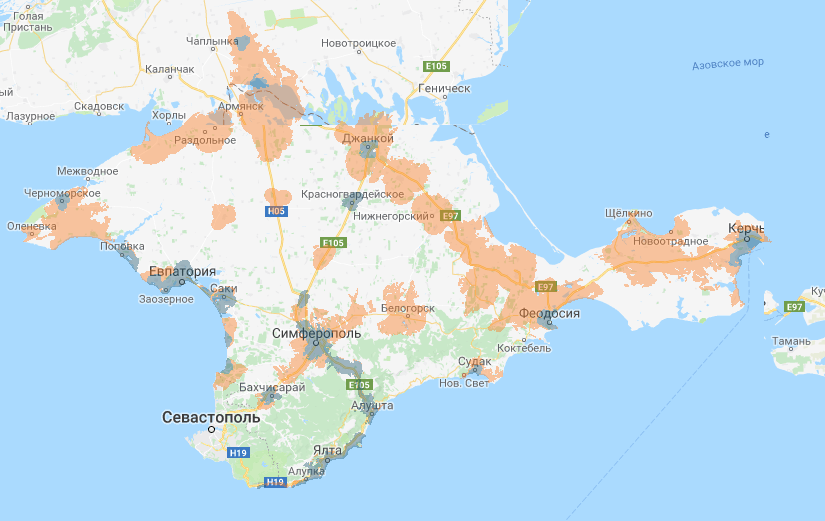 Карта покрытия сети крымтелеком (неофициальная): фото и описание