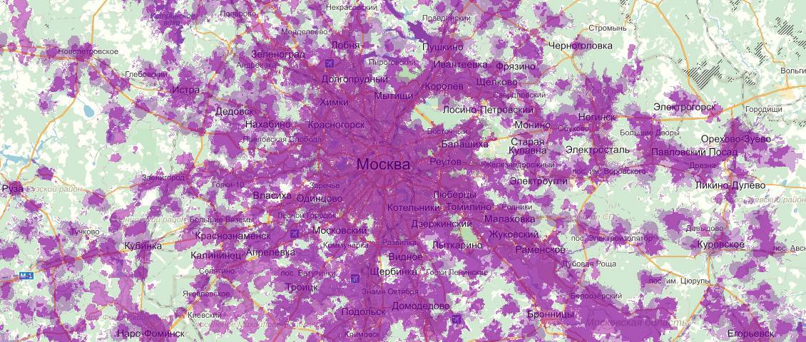 Карты покрытия сотовой сети оператора ростелеком