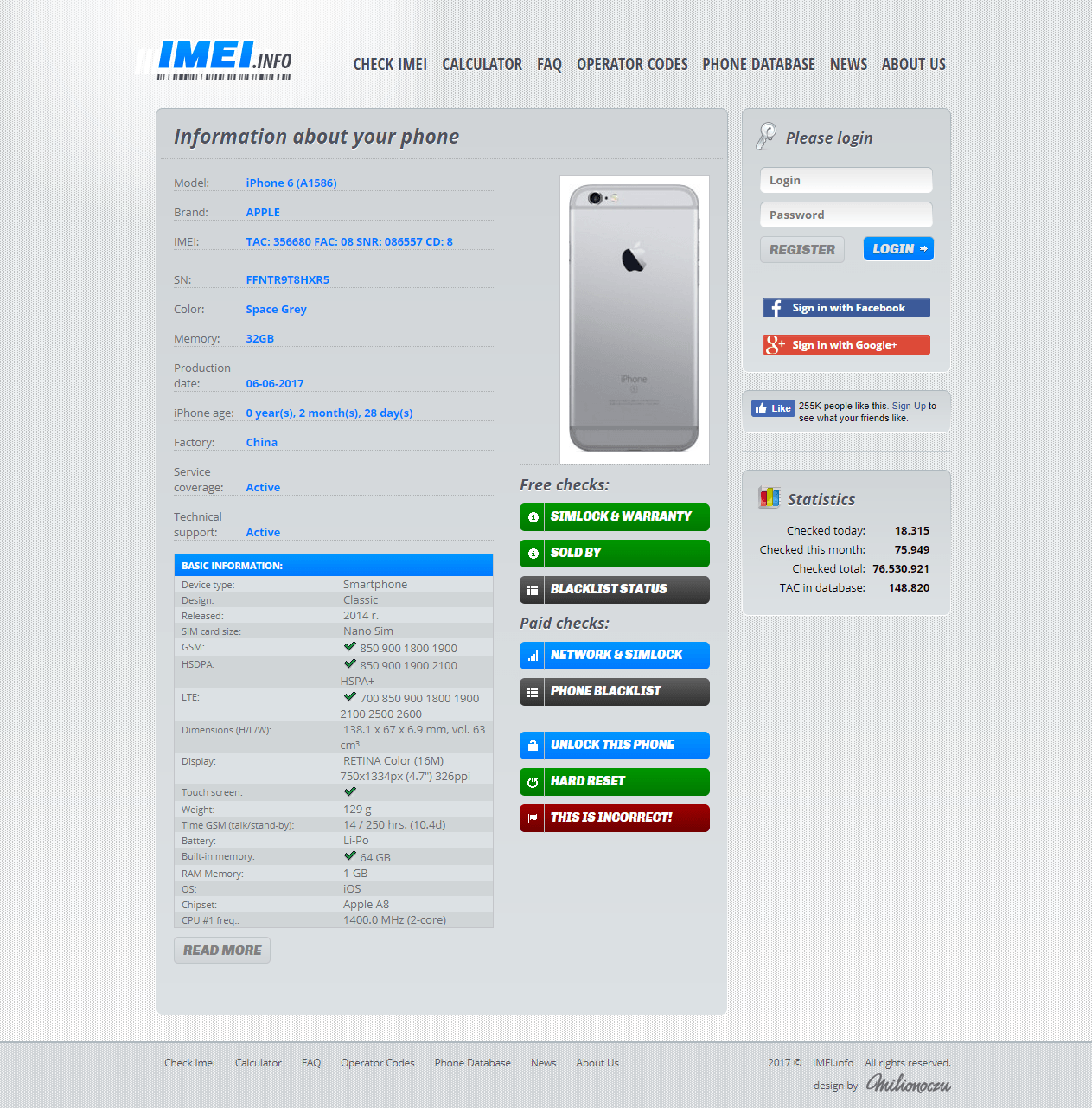 Sndeepinfo - check imei iphone or serial number information